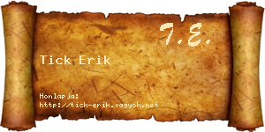 Tick Erik névjegykártya